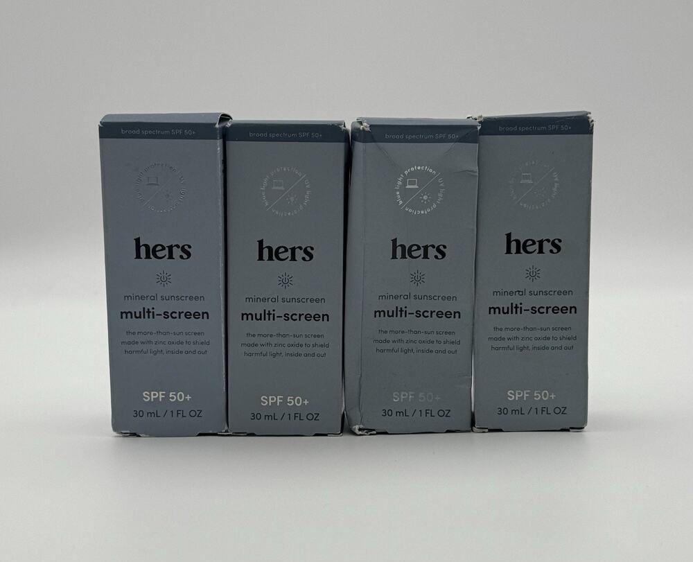 4 Pack HERS Multi-Screen Mineral Sunscreen SPF 50 - 1 fl oz BRAND NEW